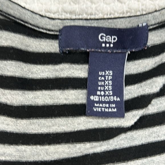 Gap Womens Maxi Striped Dress Sleeveless V Neck Drawstring Waist XS Black Gray - Picture 11 of 11